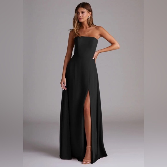 Azazie Dresses & Skirts - AZAZIE WREN (size A0!!!)
Black A-Line Side Slit Chiffon Convertible Dress